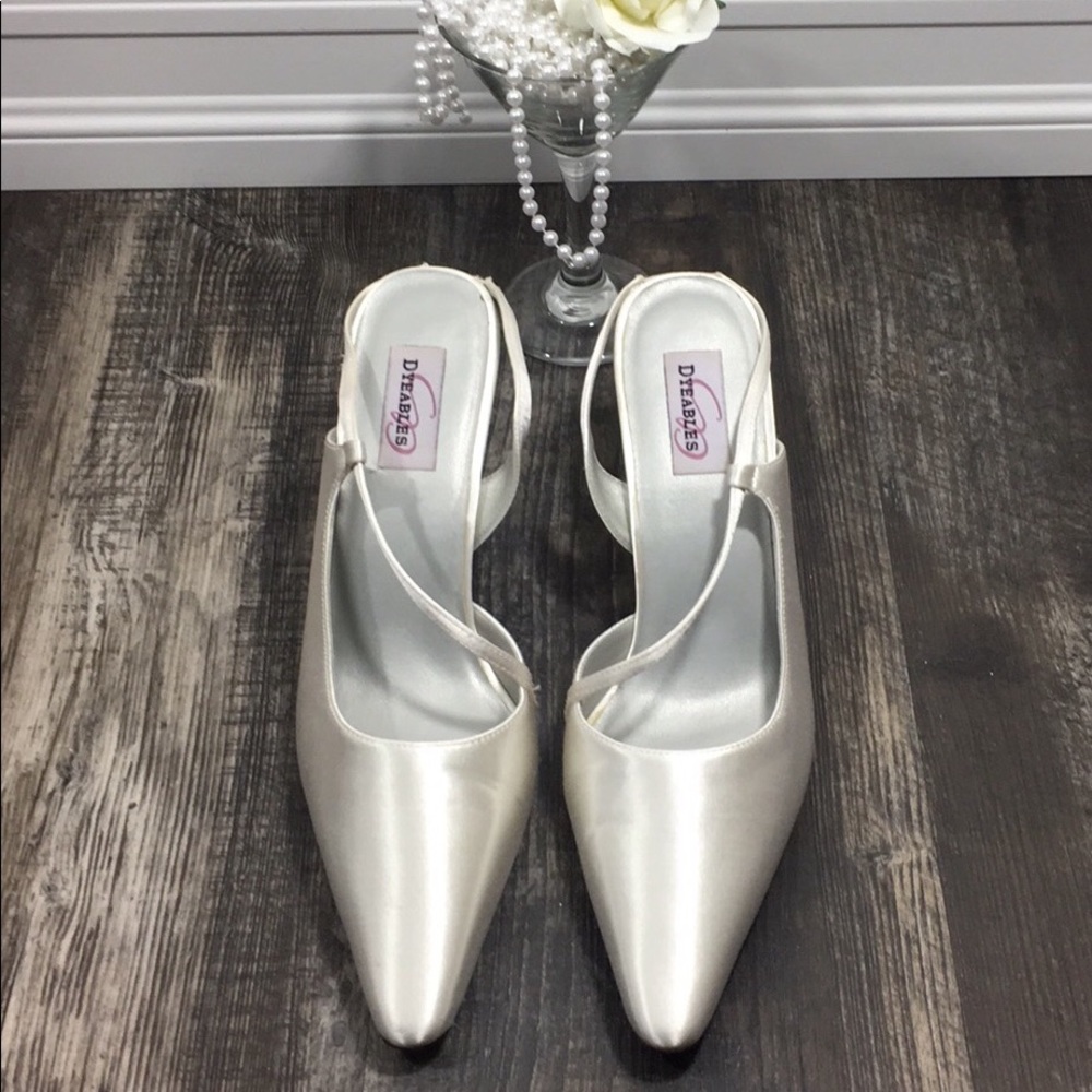 Durables Sling Strap White Satin Wedding Heels